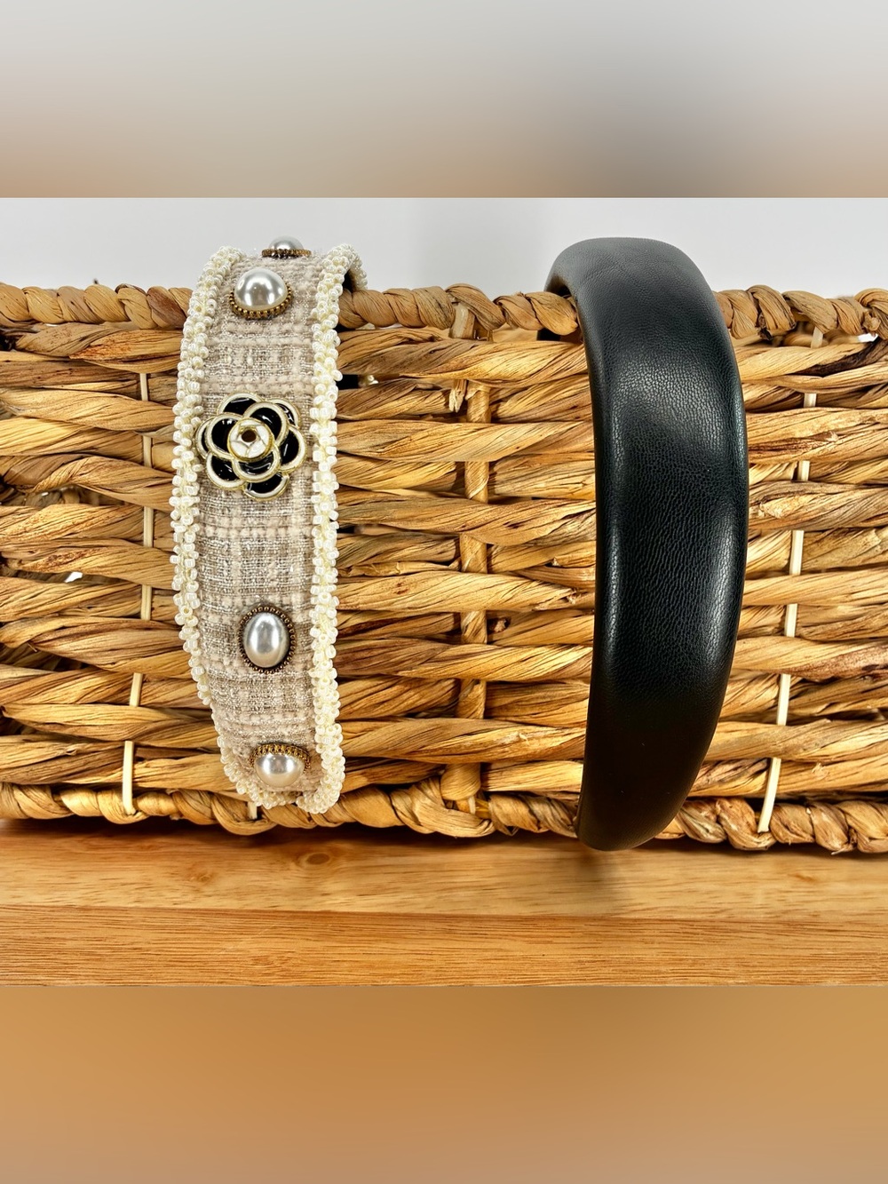 Headband Bundle - Tweed and Ivory with Accents and Black Faux Leather